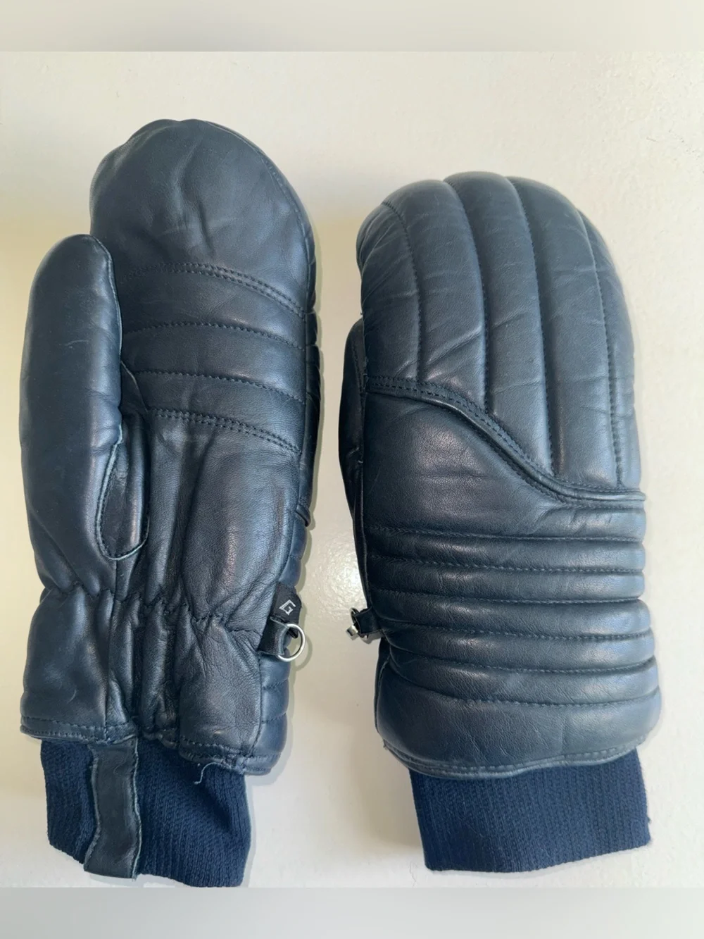 Gordini Ladies large Blue- Leather Ski Mittens Winter Skiing Snow Gloves